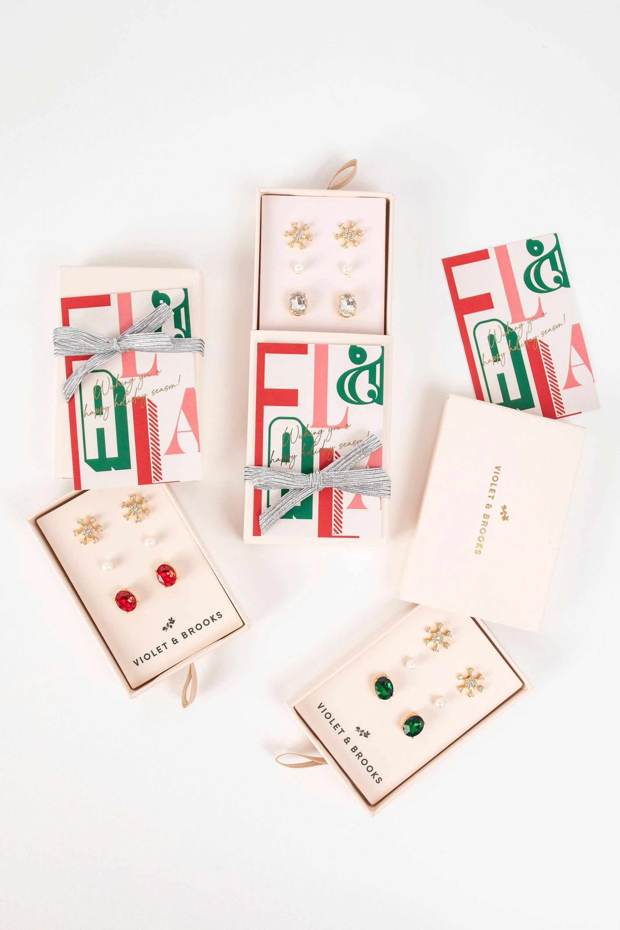 Clara Boxed Holiday Earrings- Ruby