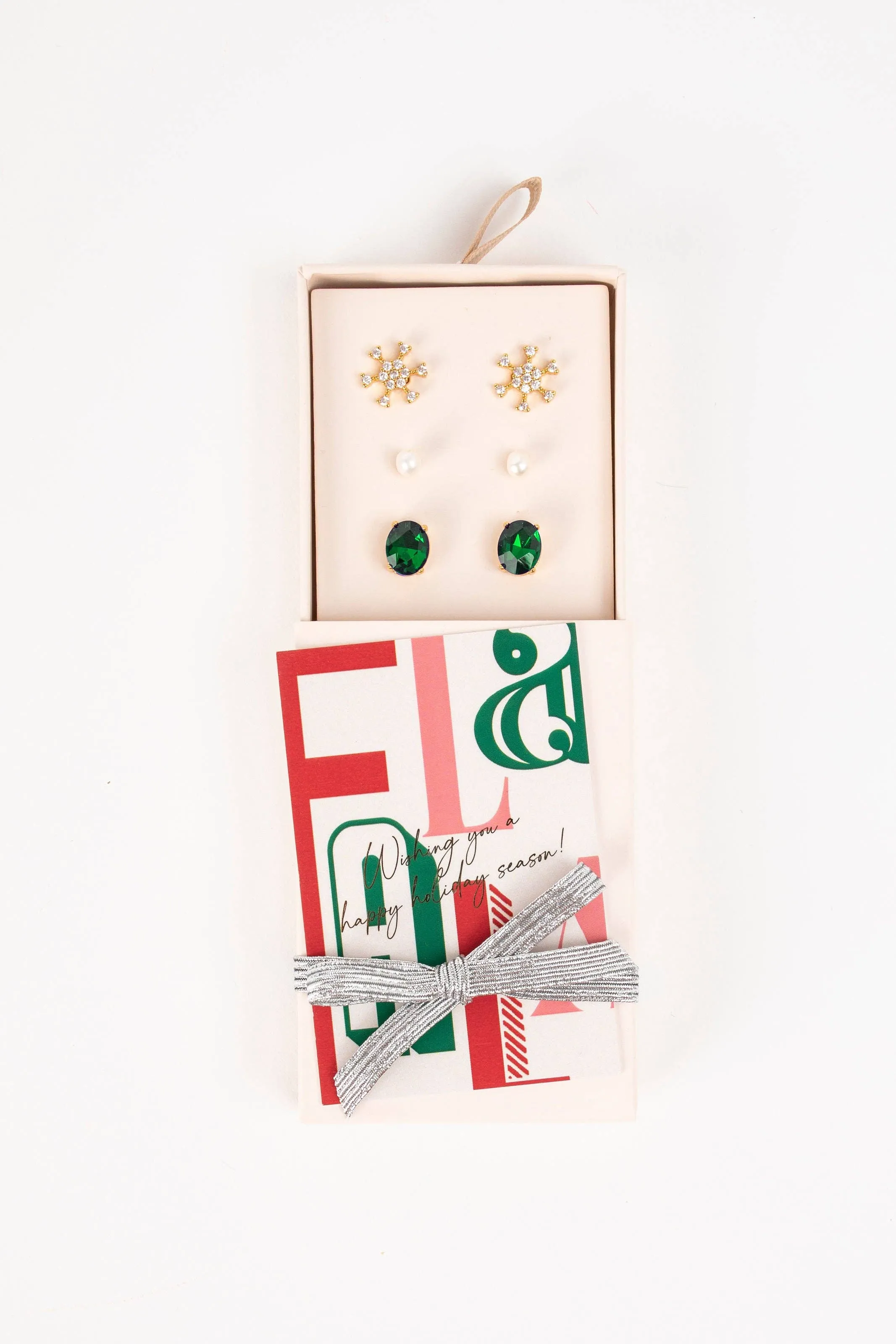 Clara Boxed Holiday Earrings- Ruby