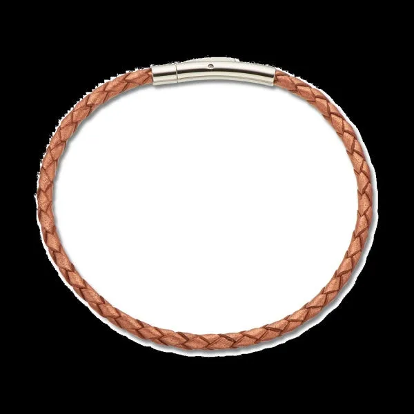 Copper Fine Leather Plaited Bracelet 19cm 4203