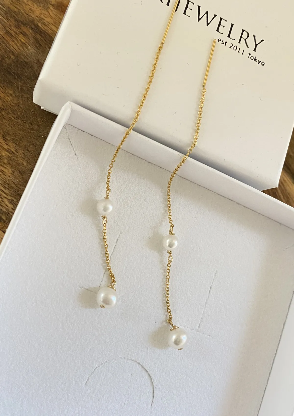 Double Pearl Threader Earrings