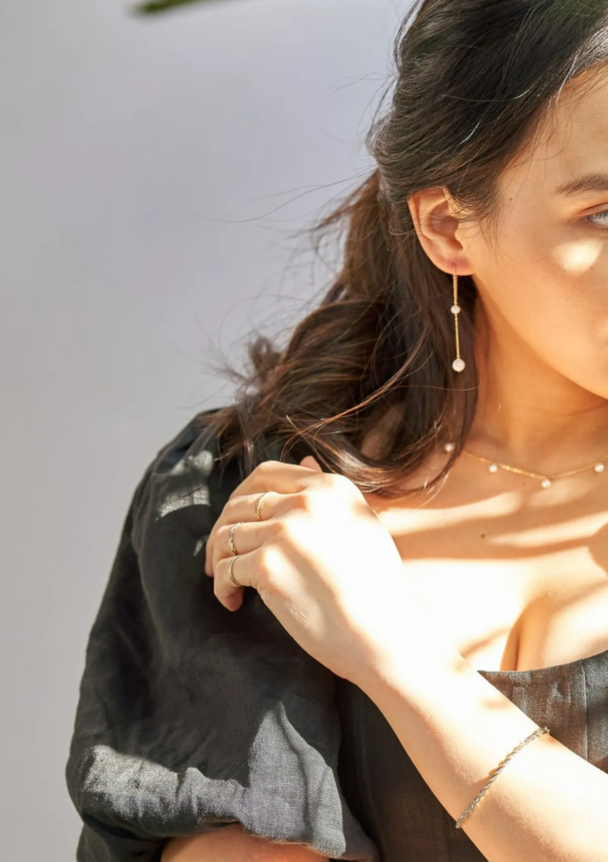 Double Pearl Threader Earrings