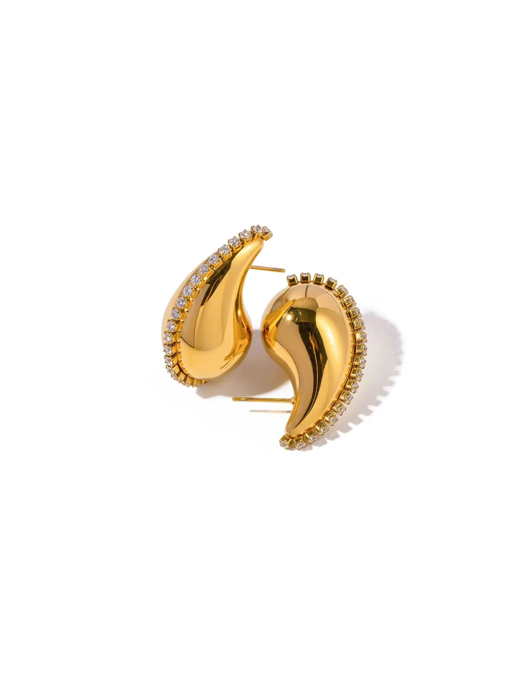 Drop Earrings Wrap Around Cubic Zirconia 18K Gold Plated Large Drop Statement Earrings