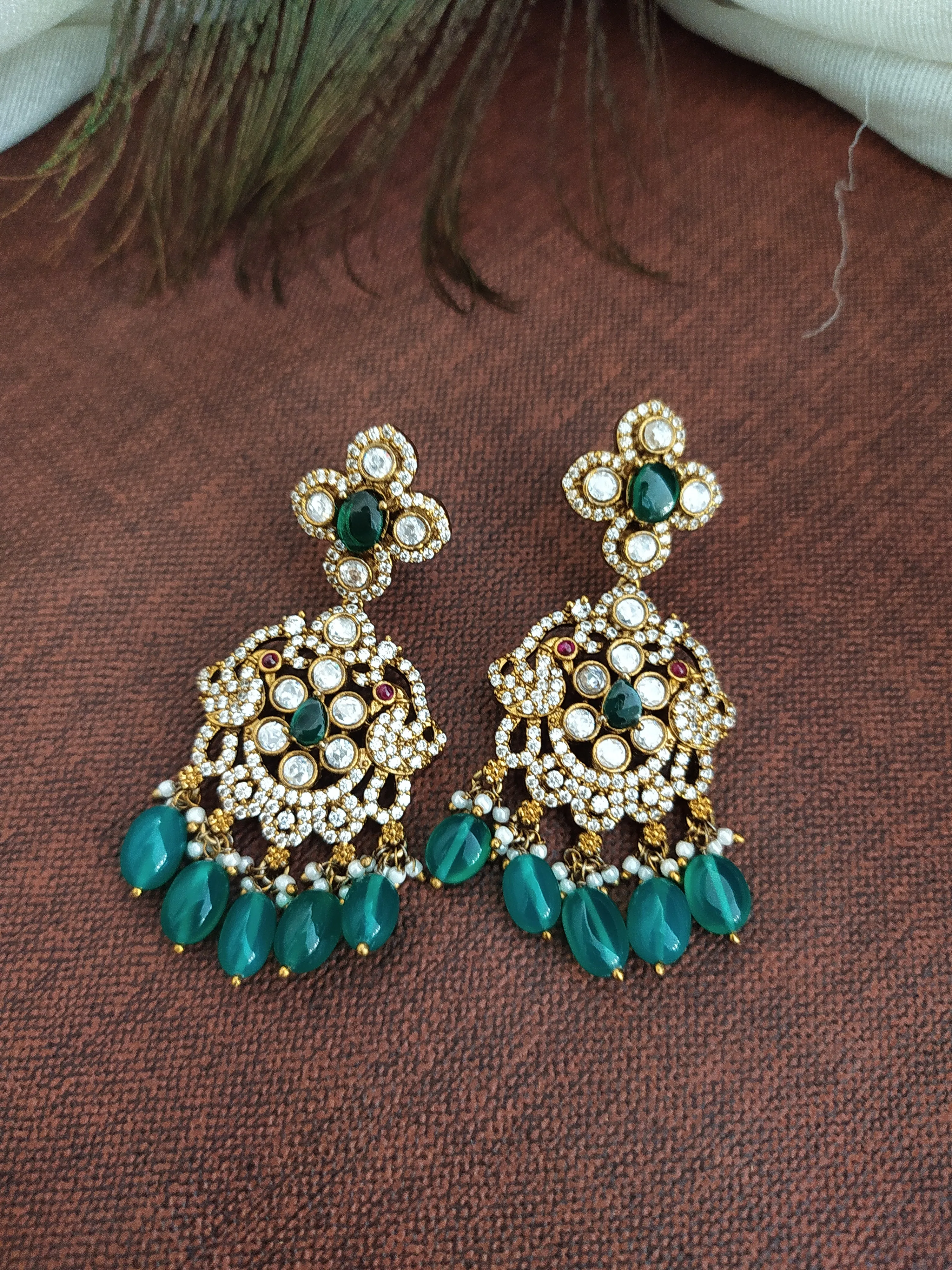 Dual Peacock Design Victorian Necklace Set