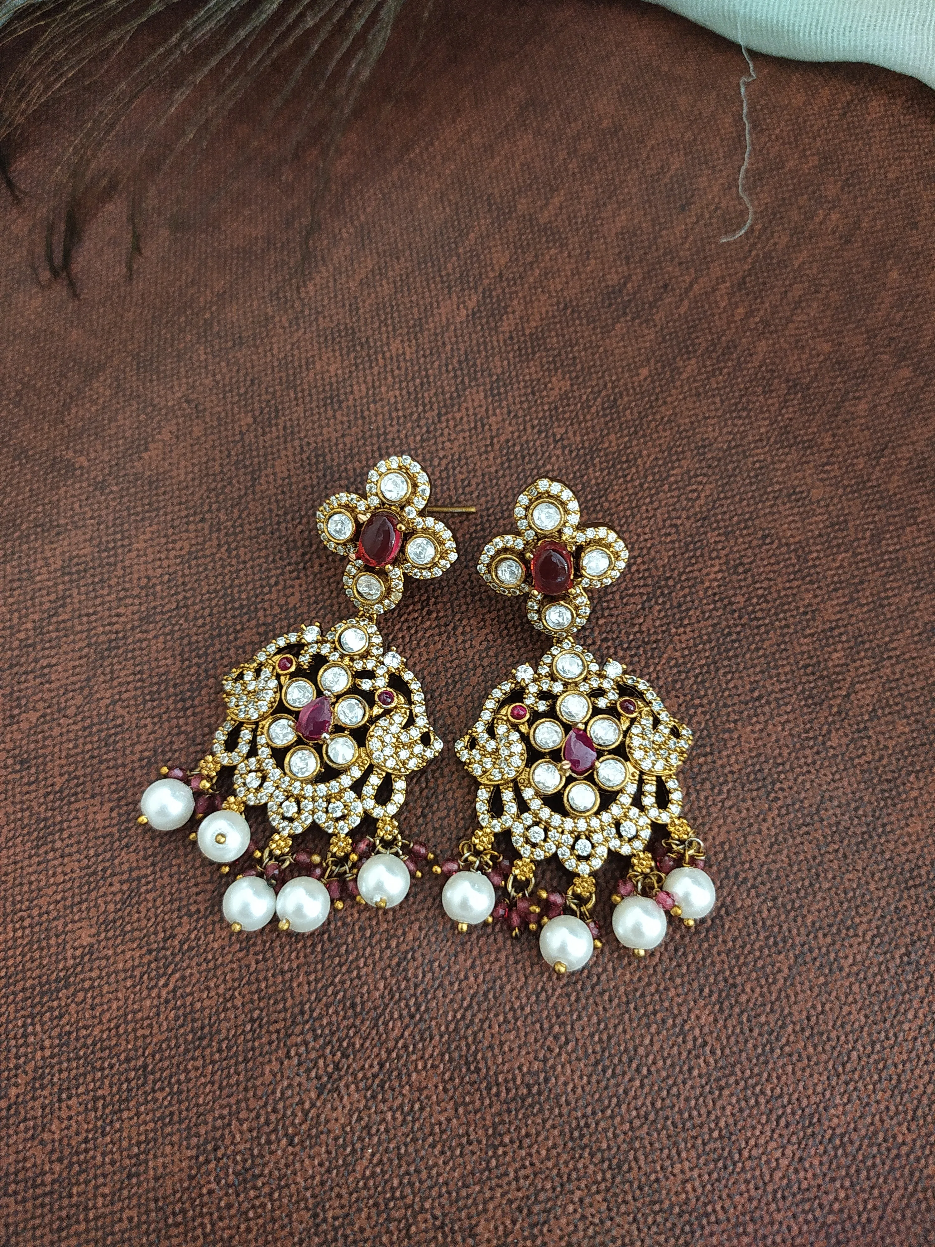 Dual Peacock Design Victorian Necklace Set