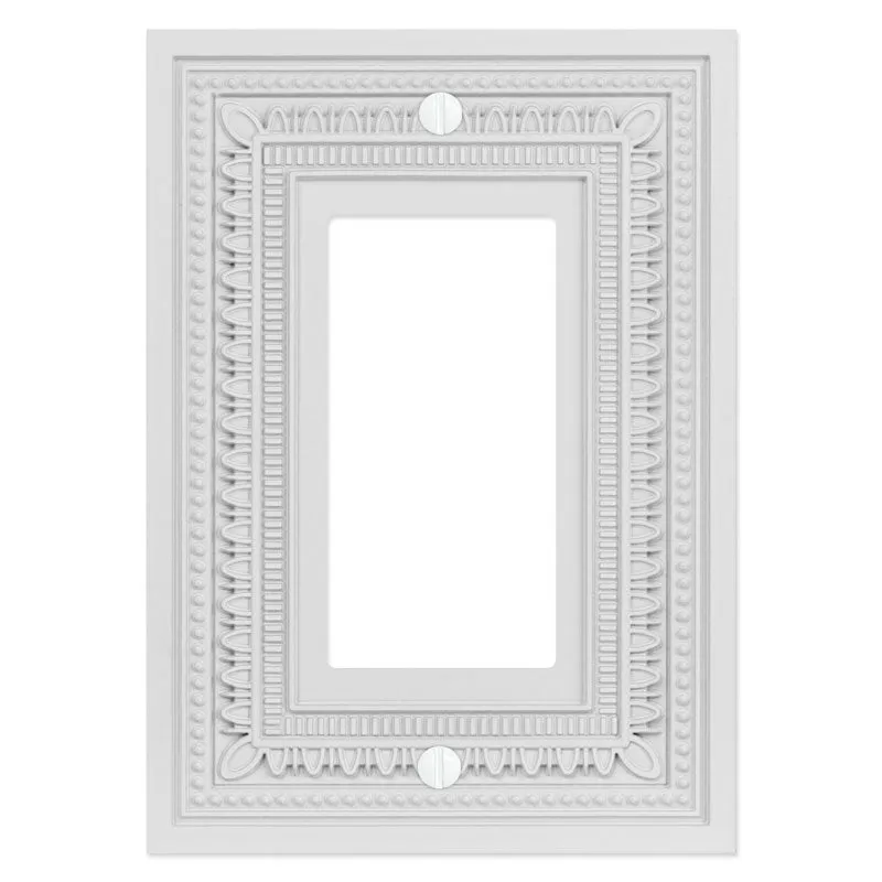 Filigree Border Matte White Cast - 1 Rocker Wallplate