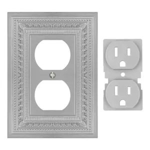 Filigree Border Satin Nickel Cast - 1 Duplex Wallplate