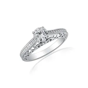 Filigree Engagement Ring with Channel Set Diamonds by Ron Rosen at Regard Jewelry in Austin, Texas