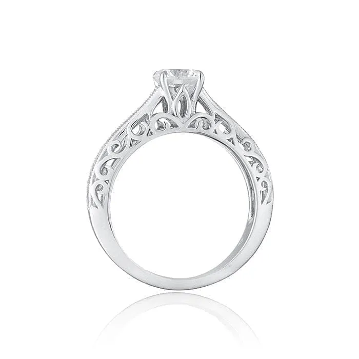 Filigree Engagement Ring with Channel Set Diamonds by Ron Rosen at Regard Jewelry in Austin, Texas