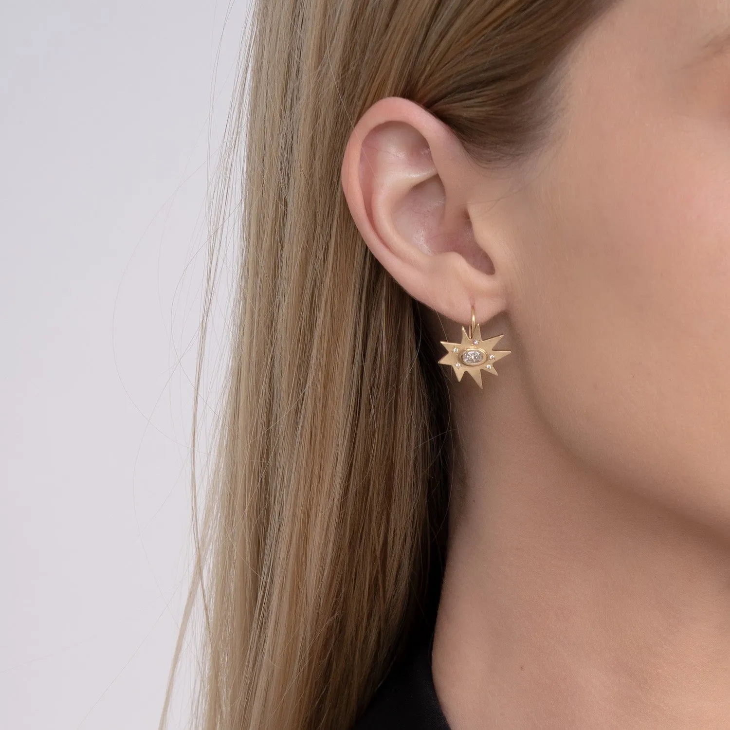 Gold Midi KAPOW! Earrings with Ruby