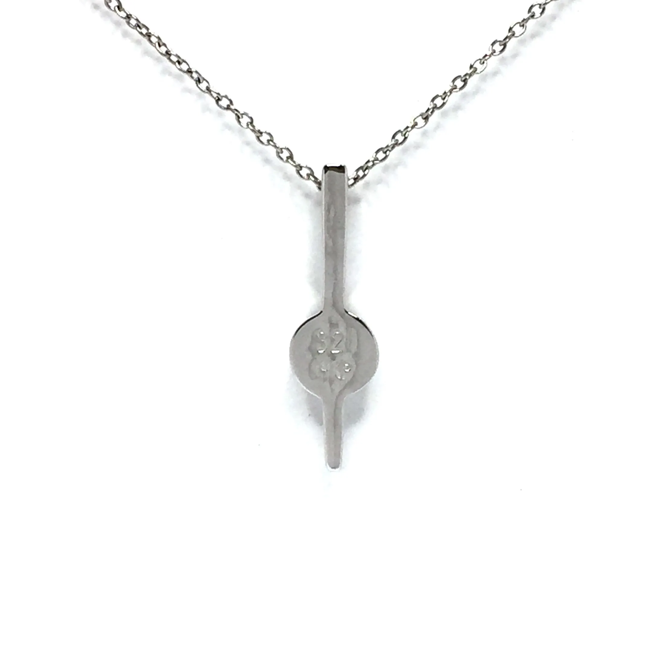 Gold Quartz Necklace Bar Design Round Inlay with .08ctw Round Diamonds