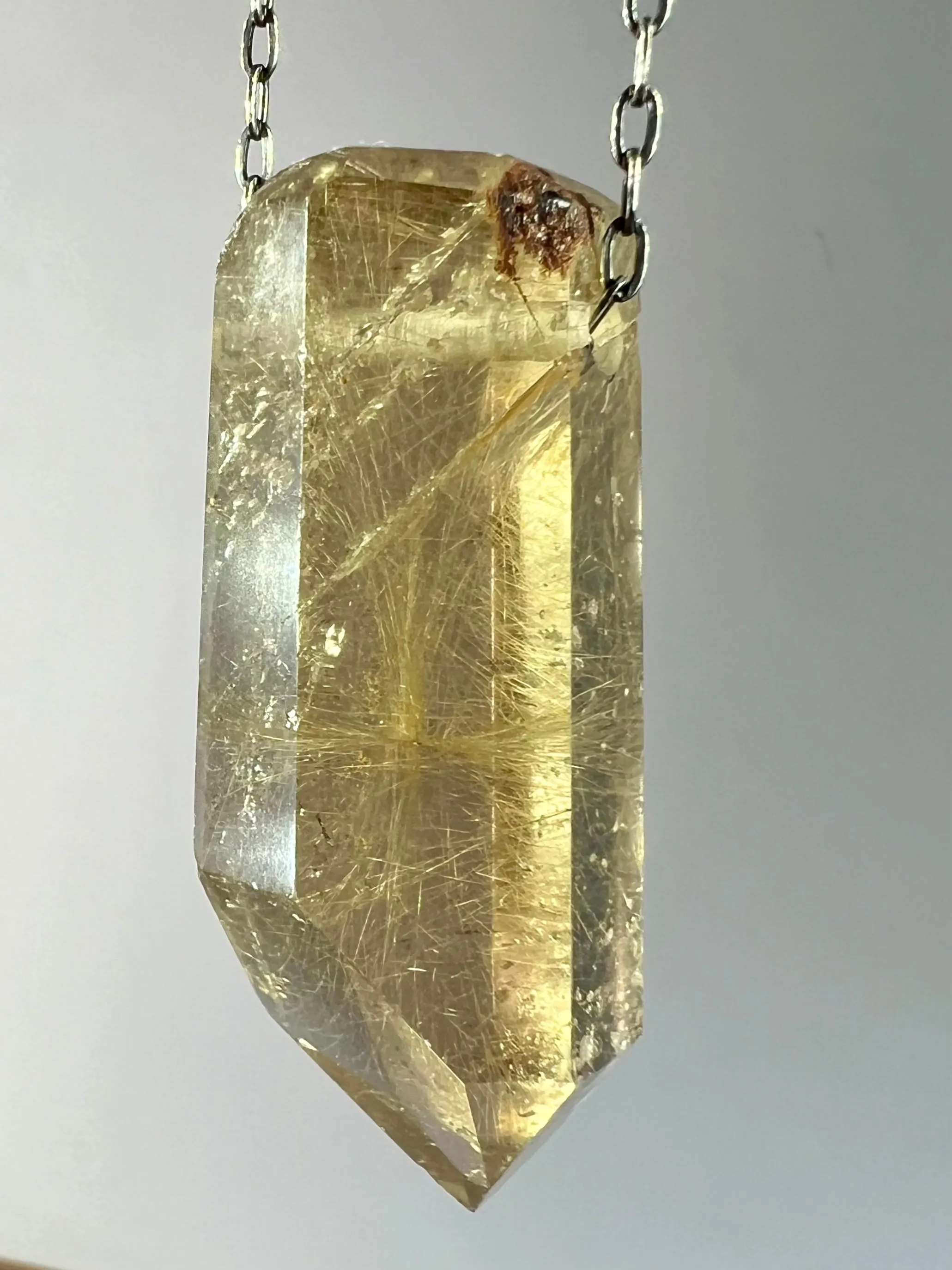 Gold Rutile Quartz Crystal Necklace