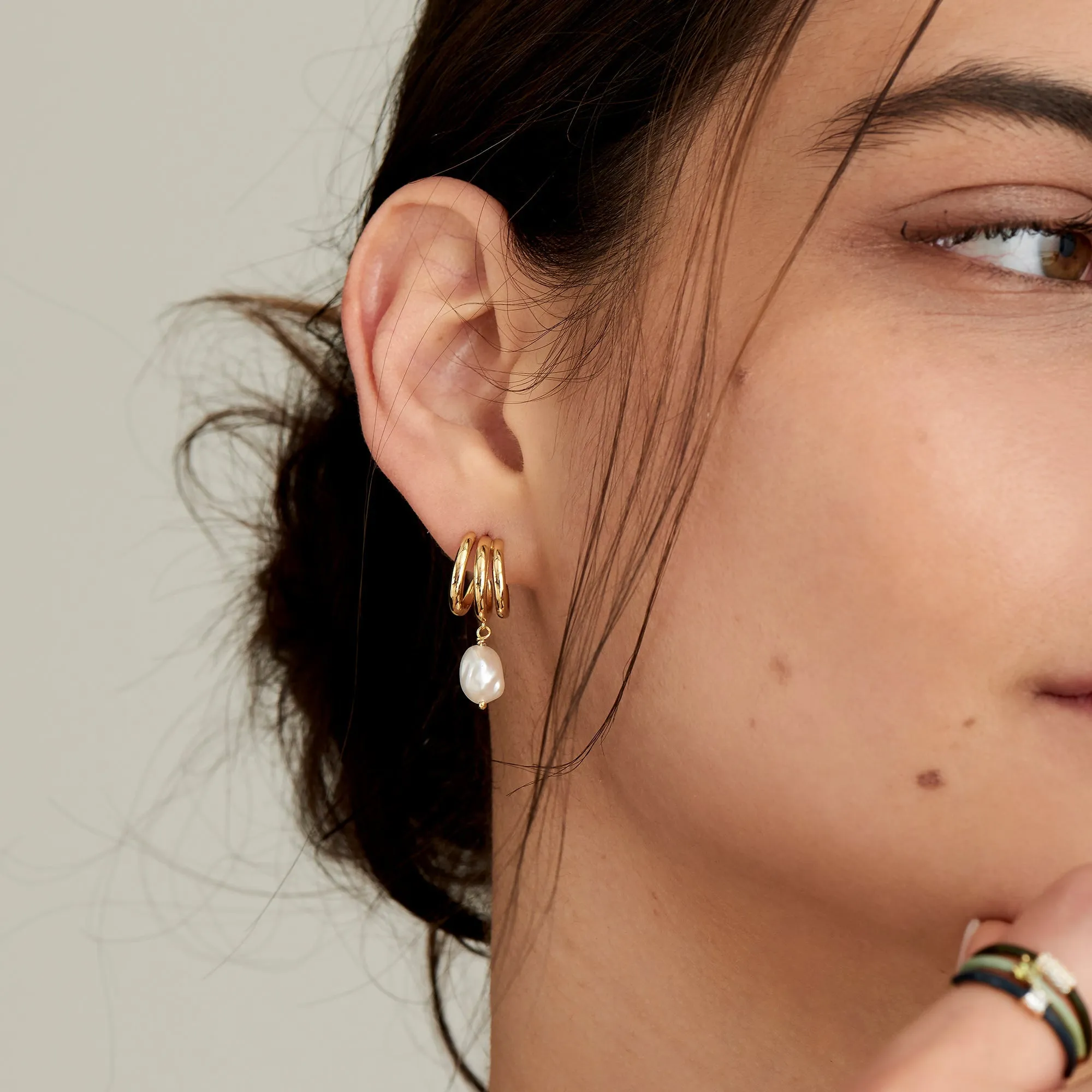 Gold Triple Mini Hoop Earrings