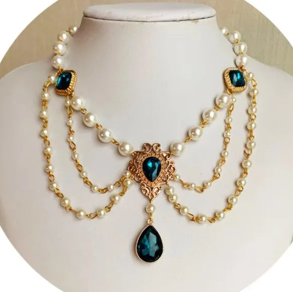Handmade Royalcore Gemstone Pearl Necklace