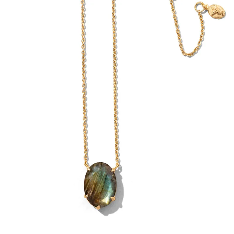 Helene Necklace, Labradorite, Gold