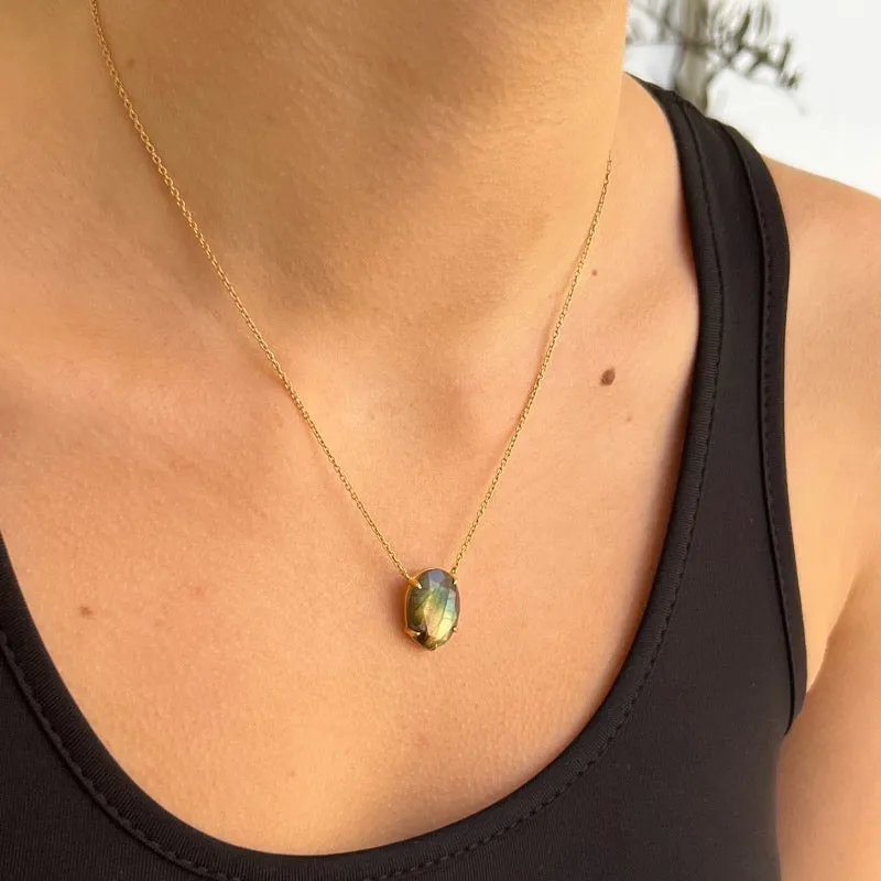 Helene Necklace, Labradorite, Gold