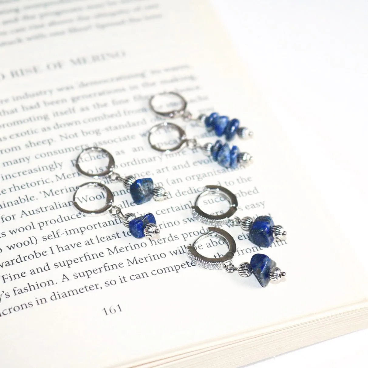 IRIS LAPIS LAZULI HUGGIE EARRINGS IN PLATINUM