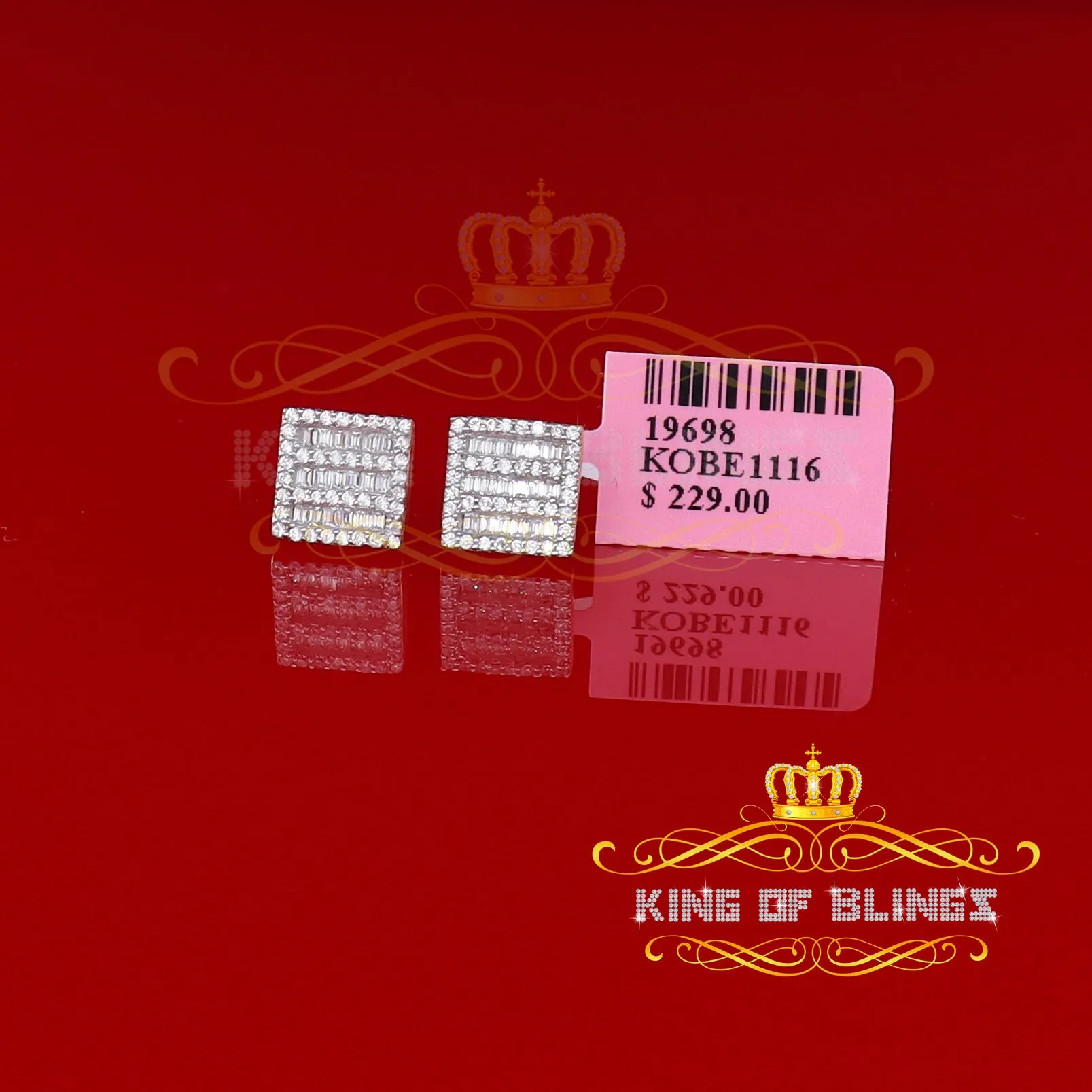 King of Bling's Hip Hop Screw Back Yellow 2.07ct Silver Cubic Zirconia Women's & Men's Earrings