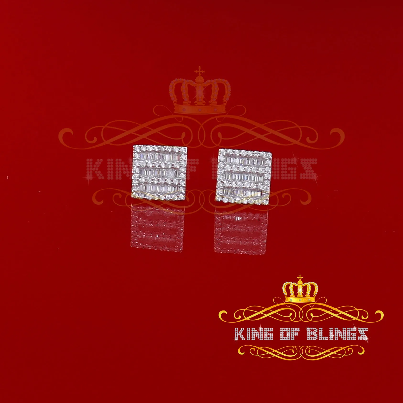 King of Bling's Hip Hop Screw Back Yellow 2.07ct Silver Cubic Zirconia Women's & Men's Earrings