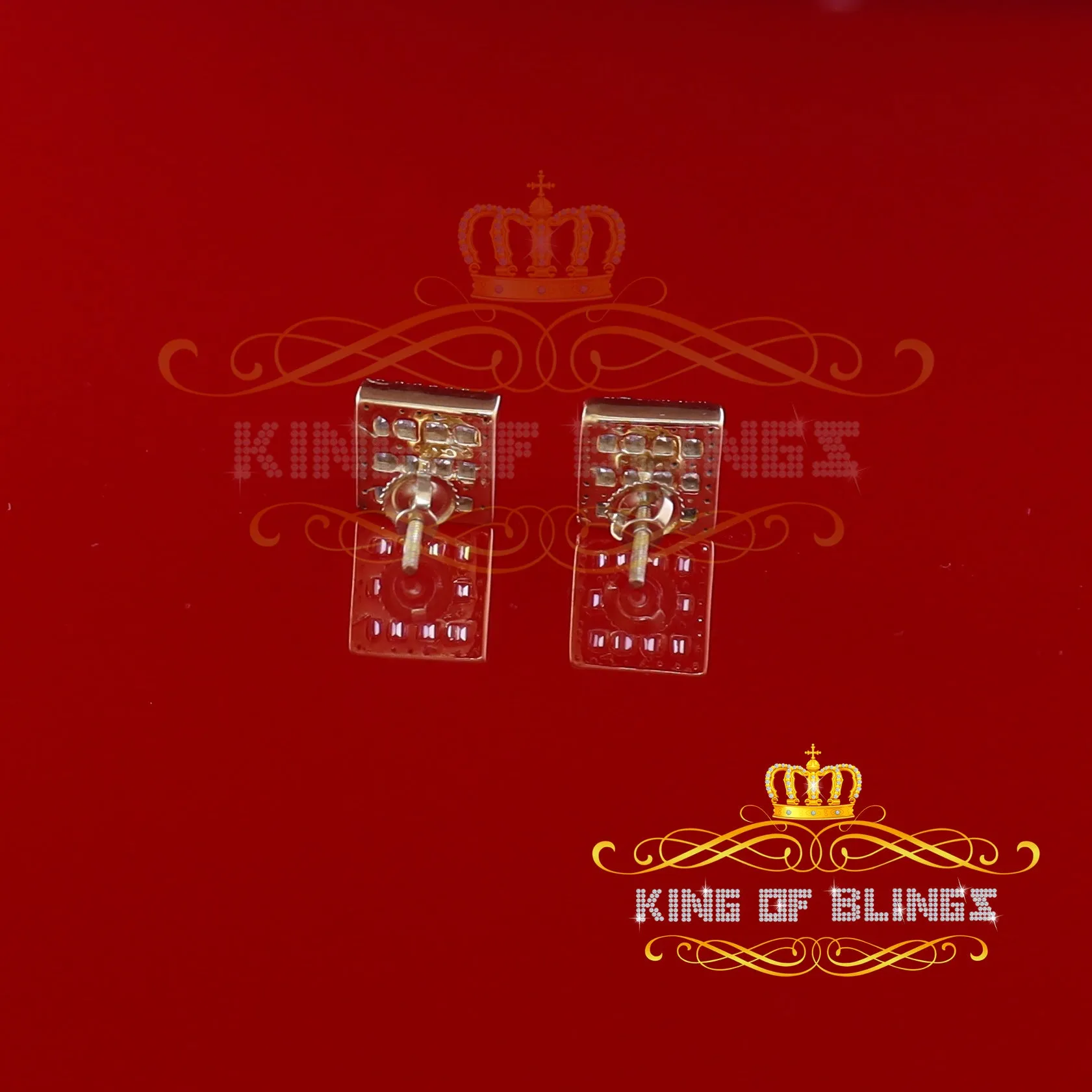 King of Bling's Hip Hop Screw Back Yellow 2.07ct Silver Cubic Zirconia Women's & Men's Earrings