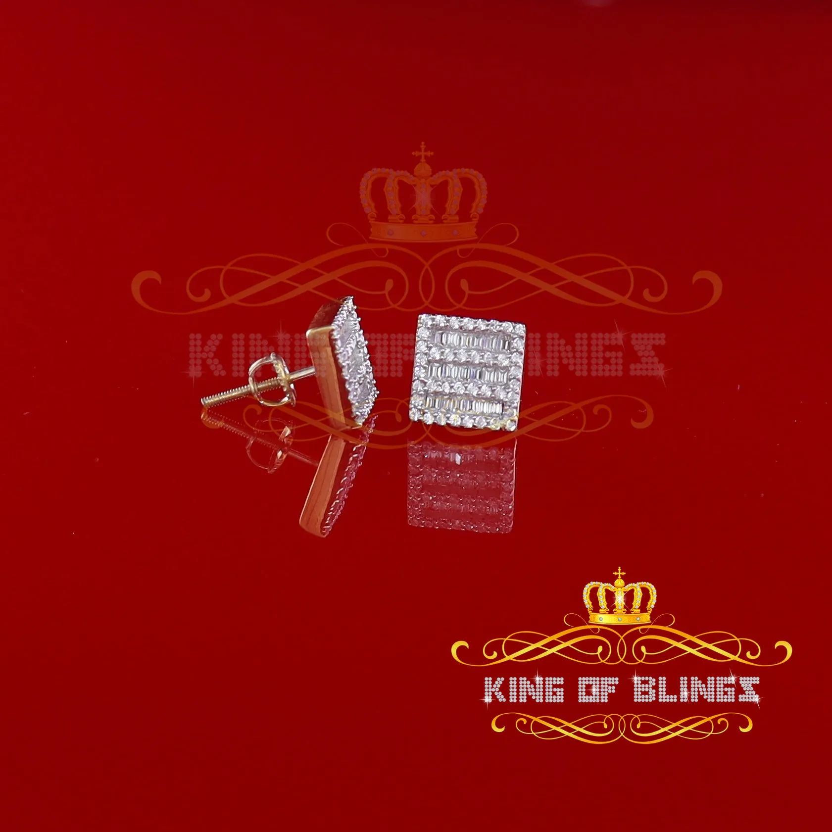 King of Bling's Hip Hop Screw Back Yellow 2.07ct Silver Cubic Zirconia Women's & Men's Earrings