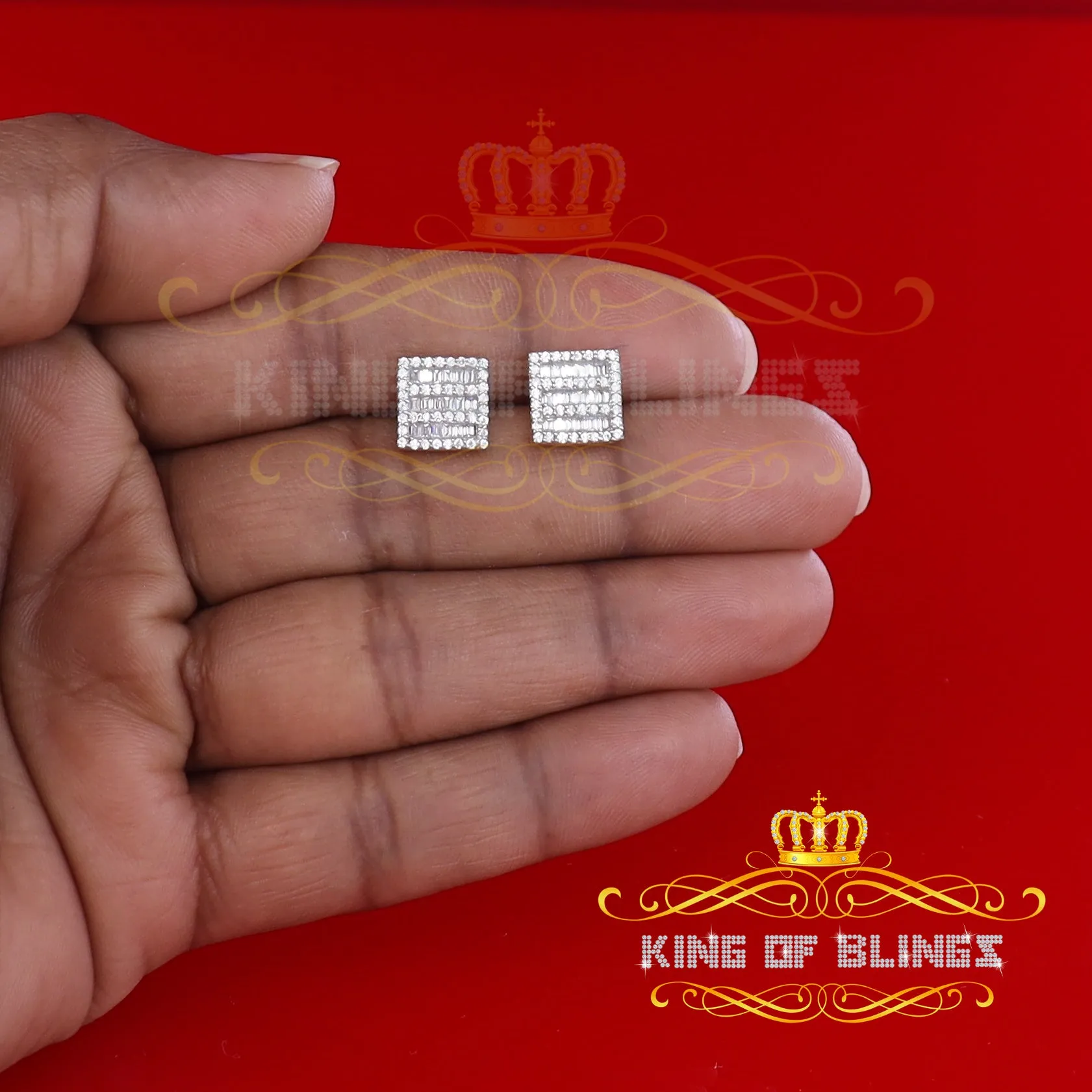 King of Bling's Hip Hop Screw Back Yellow 2.07ct Silver Cubic Zirconia Women's & Men's Earrings
