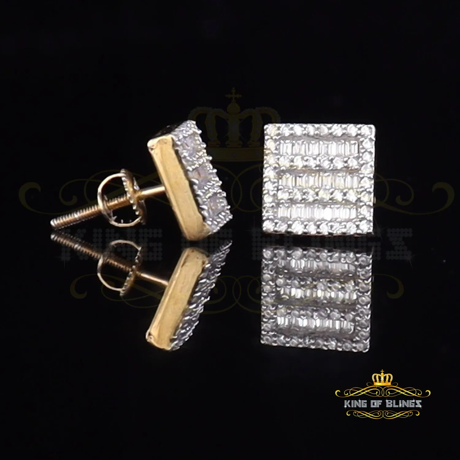 King of Bling's Hip Hop Screw Back Yellow 2.07ct Silver Cubic Zirconia Women's & Men's Earrings