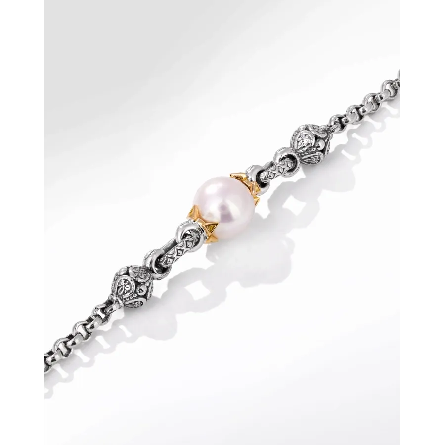 Konstantino Muse Silver and Gold Pearl Necklace