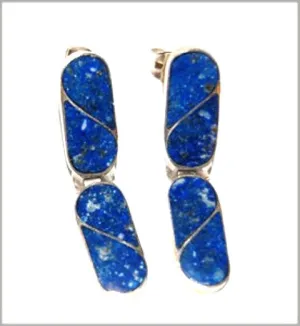 Lapis Lazuli Huenchuman Earrings | Handmade Jewelry | Crafted in Santiago
