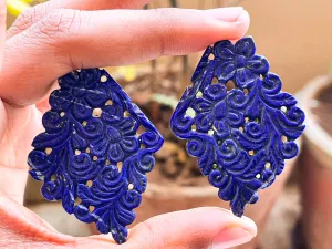 Lapis Lazuli Window Carving Pair