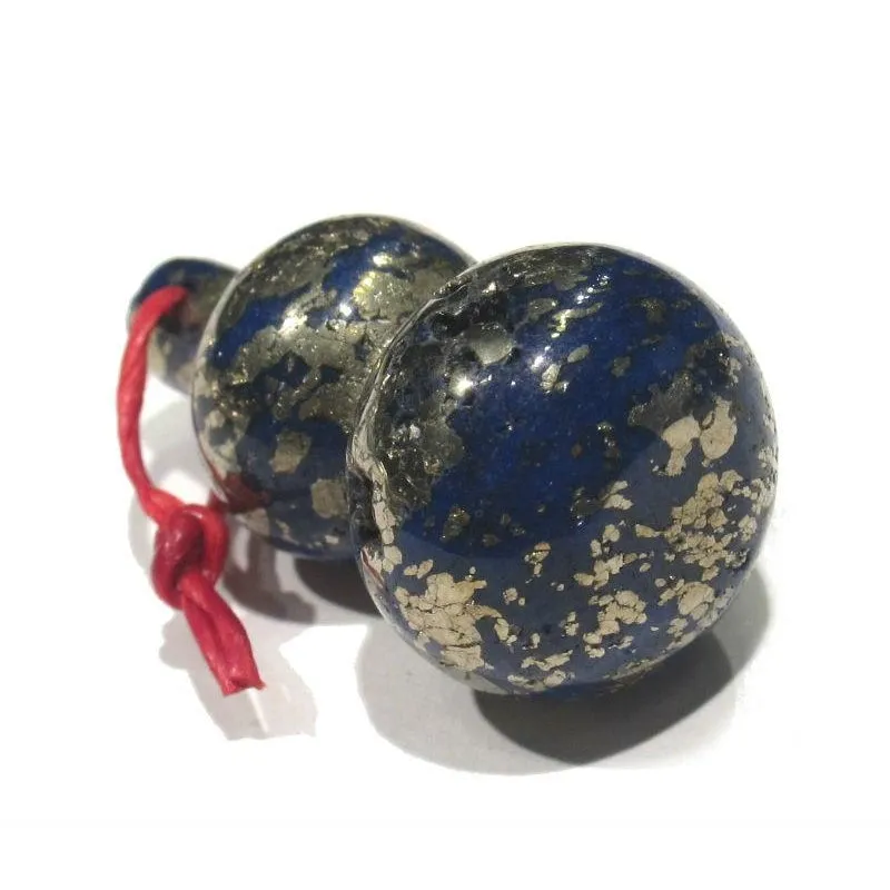 Lapis/ Pyrite Carved Gourd Bead / Pendant