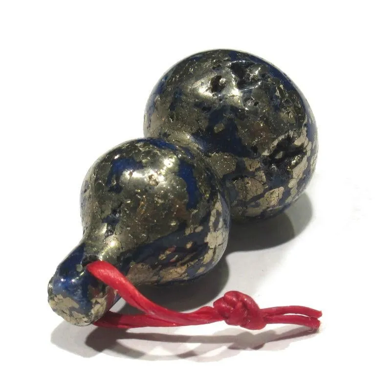 Lapis/ Pyrite Carved Gourd Bead / Pendant
