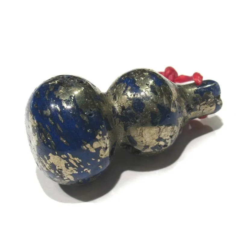 Lapis/ Pyrite Carved Gourd Bead / Pendant