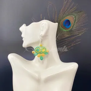 Large multi color Flower Quilling Earrings