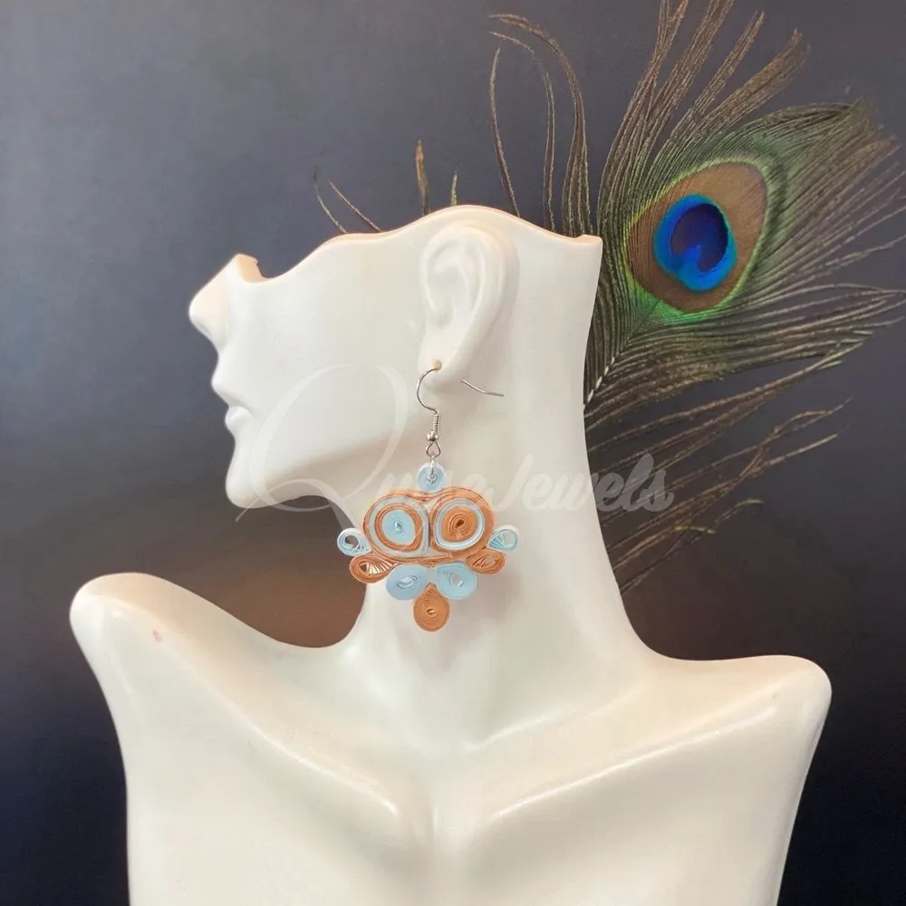 Large multi color Flower Quilling Earrings