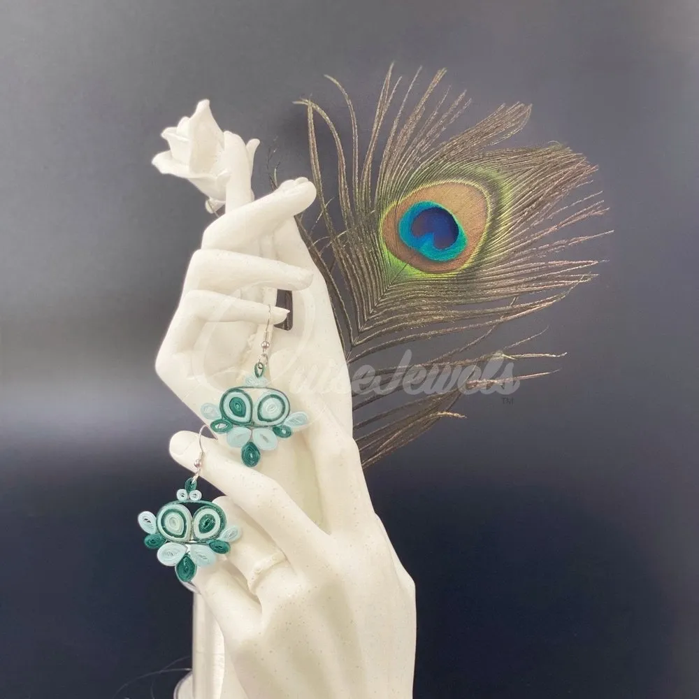 Large multi color Flower Quilling Earrings