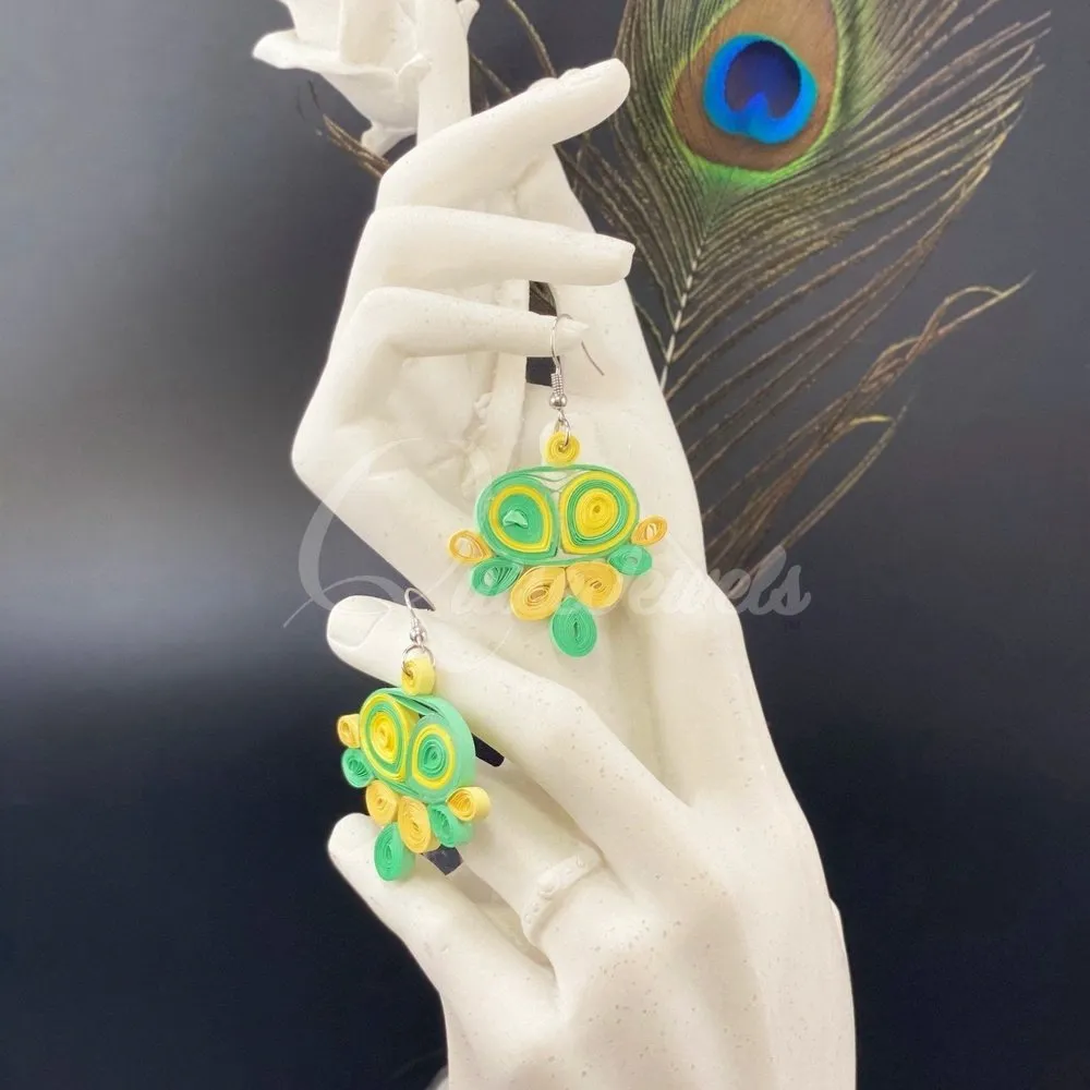 Large multi color Flower Quilling Earrings