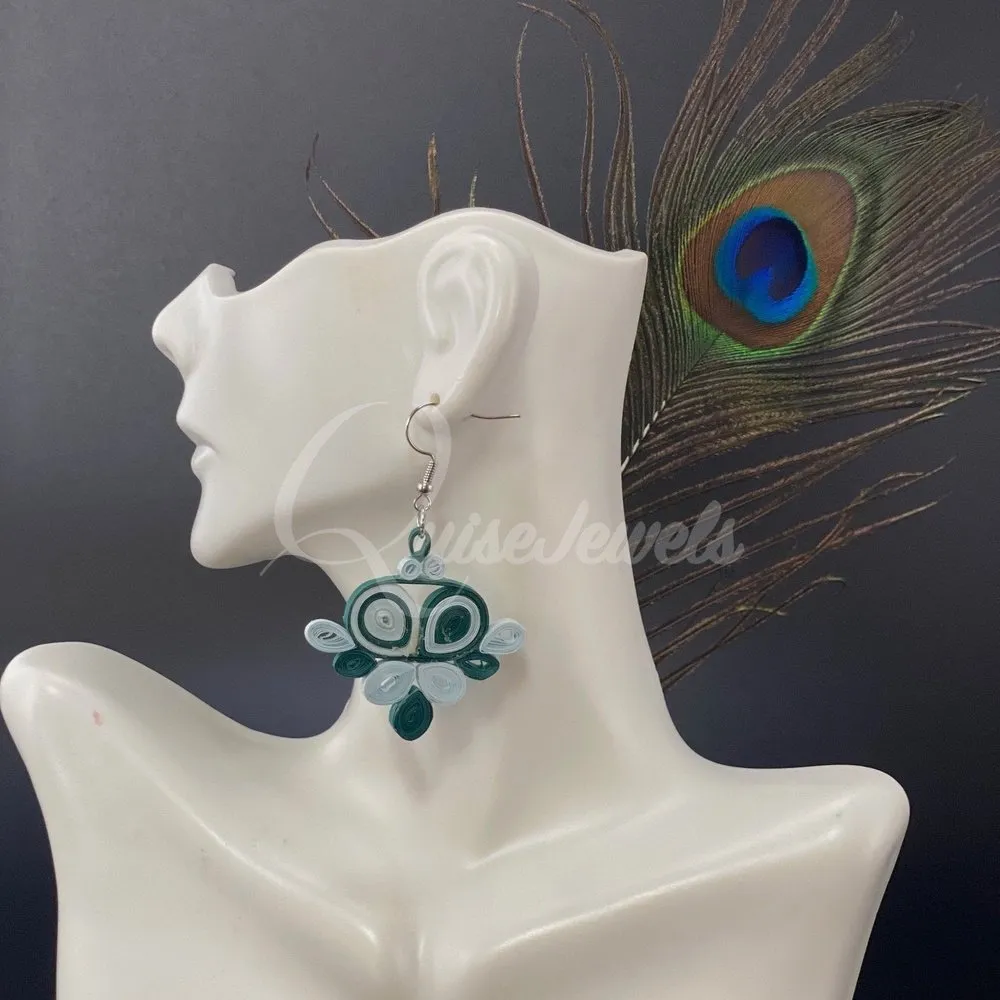 Large multi color Flower Quilling Earrings
