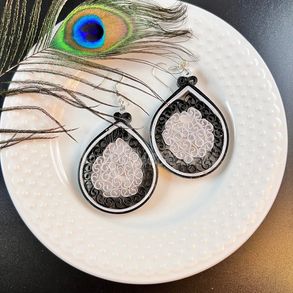 Large Tear Drop Quilling Earrings