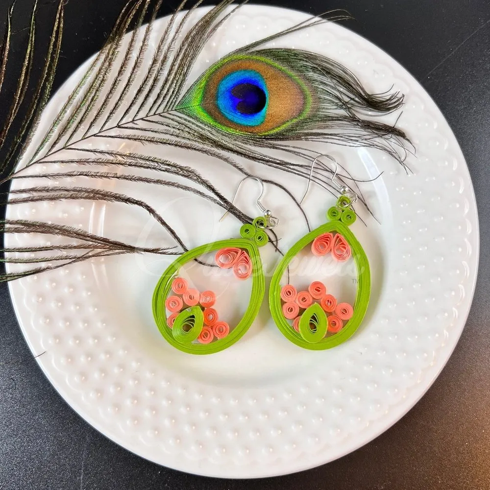 Large Tear Drop Quilling Earrings