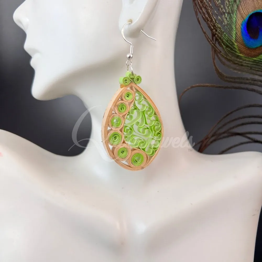 Large Tear Drop Quilling Earrings