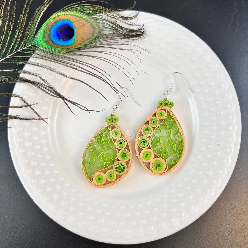 Large Tear Drop Quilling Earrings
