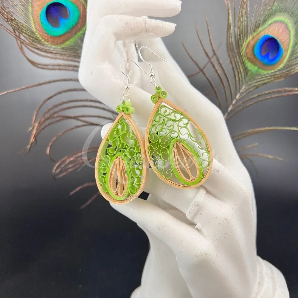 Large Tear Drop Quilling Earrings