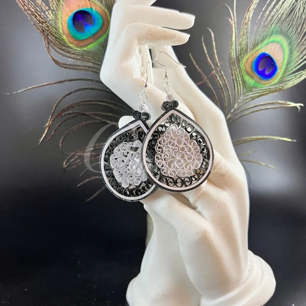 Large Tear Drop Quilling Earrings