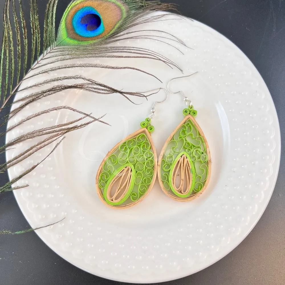 Large Tear Drop Quilling Earrings