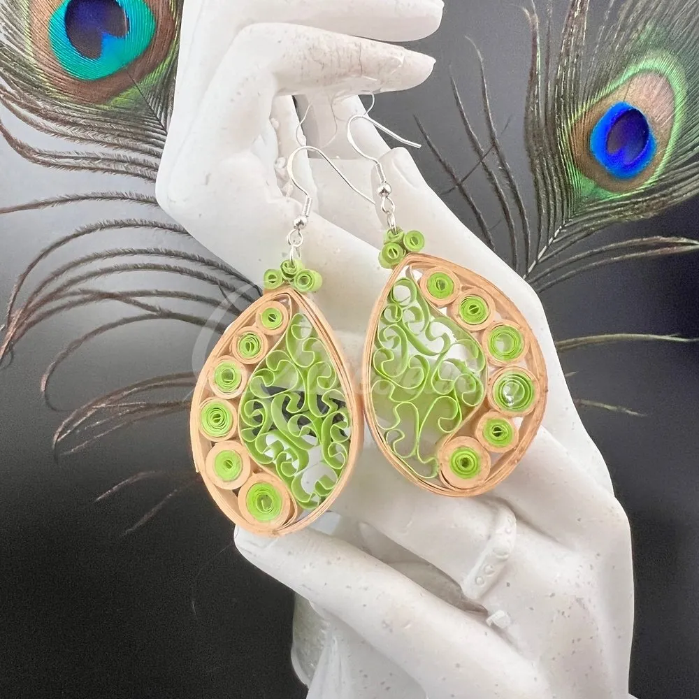 Large Tear Drop Quilling Earrings