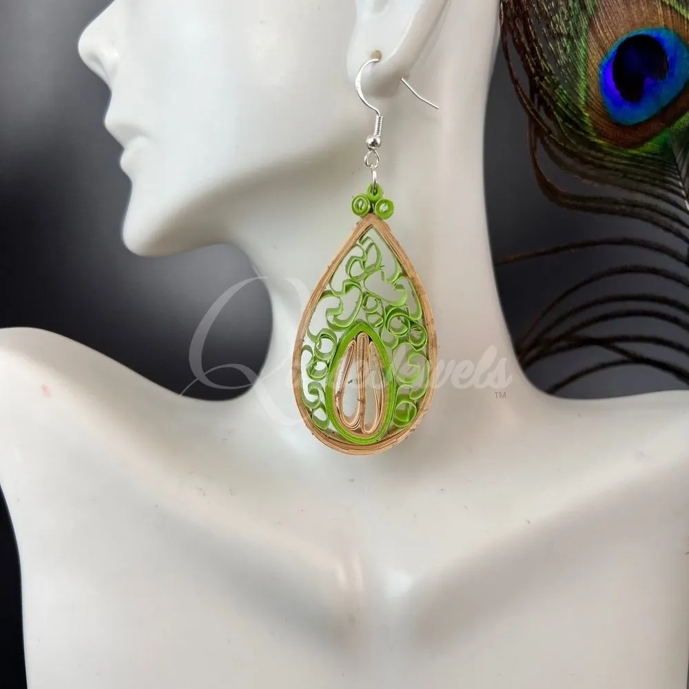 Large Tear Drop Quilling Earrings