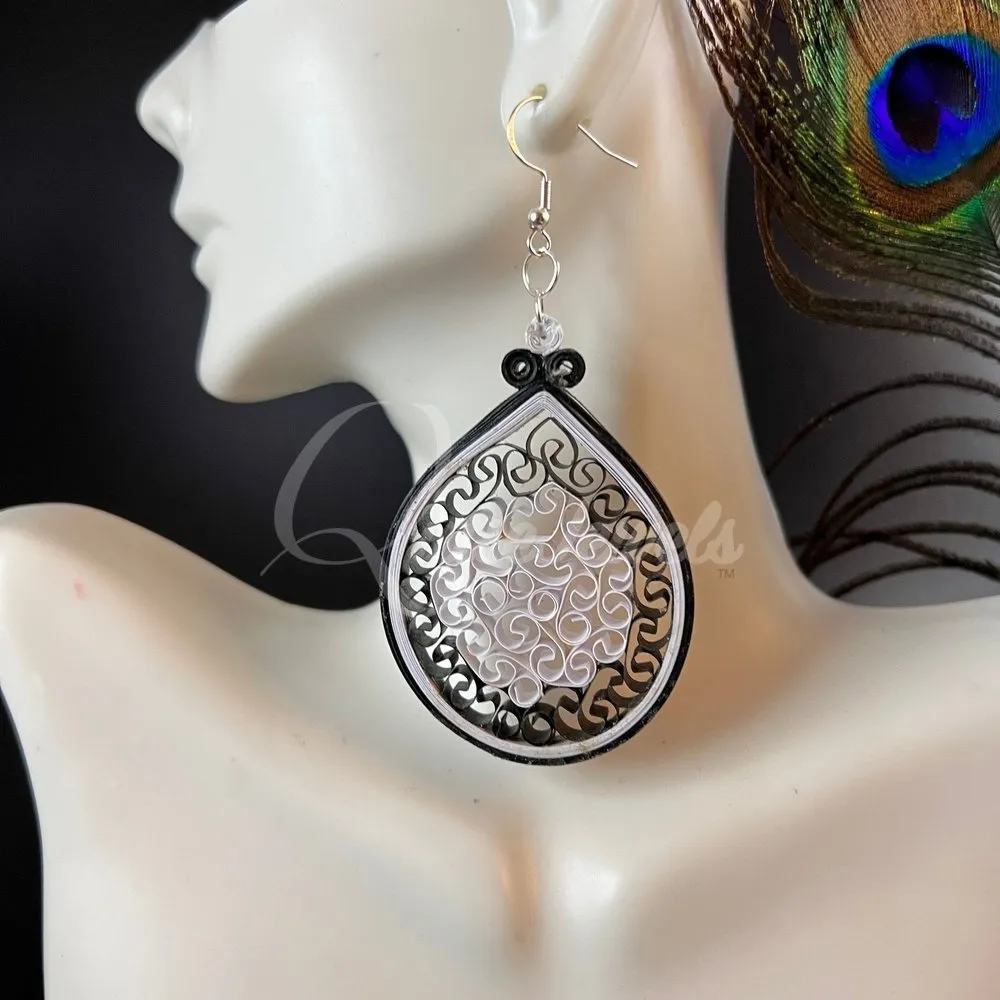 Large Tear Drop Quilling Earrings