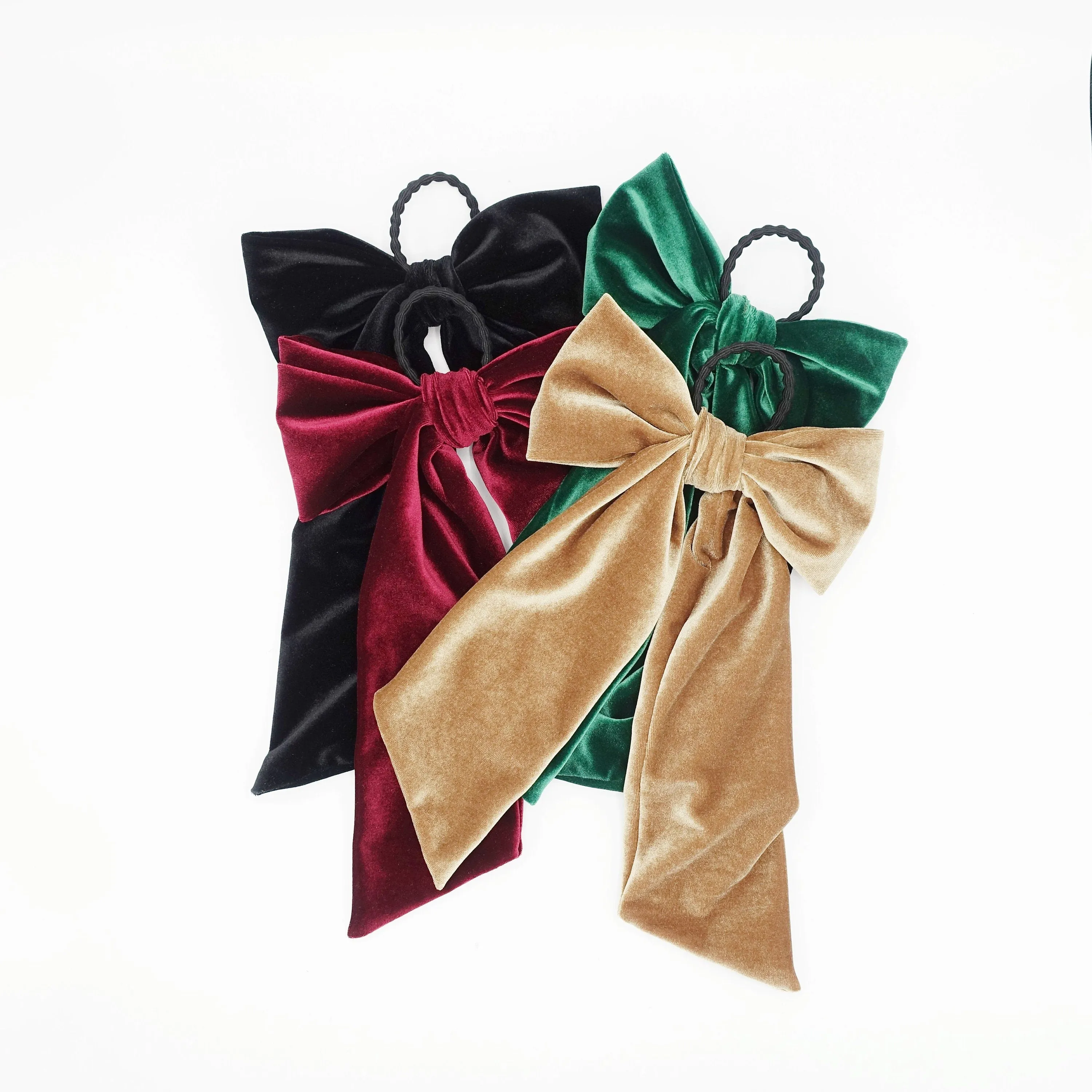 long giant velvet bow hair elastic ponytail holder