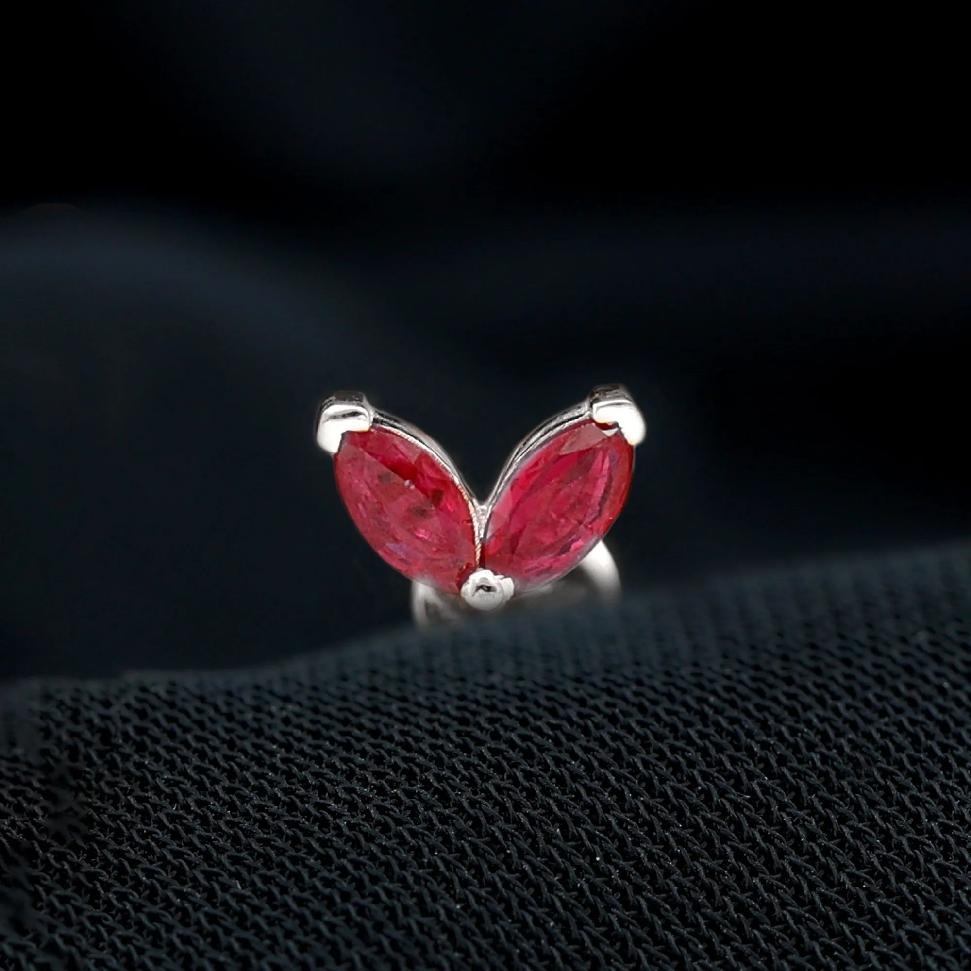 Marquise Ruby Two Stone Cartilage Earring