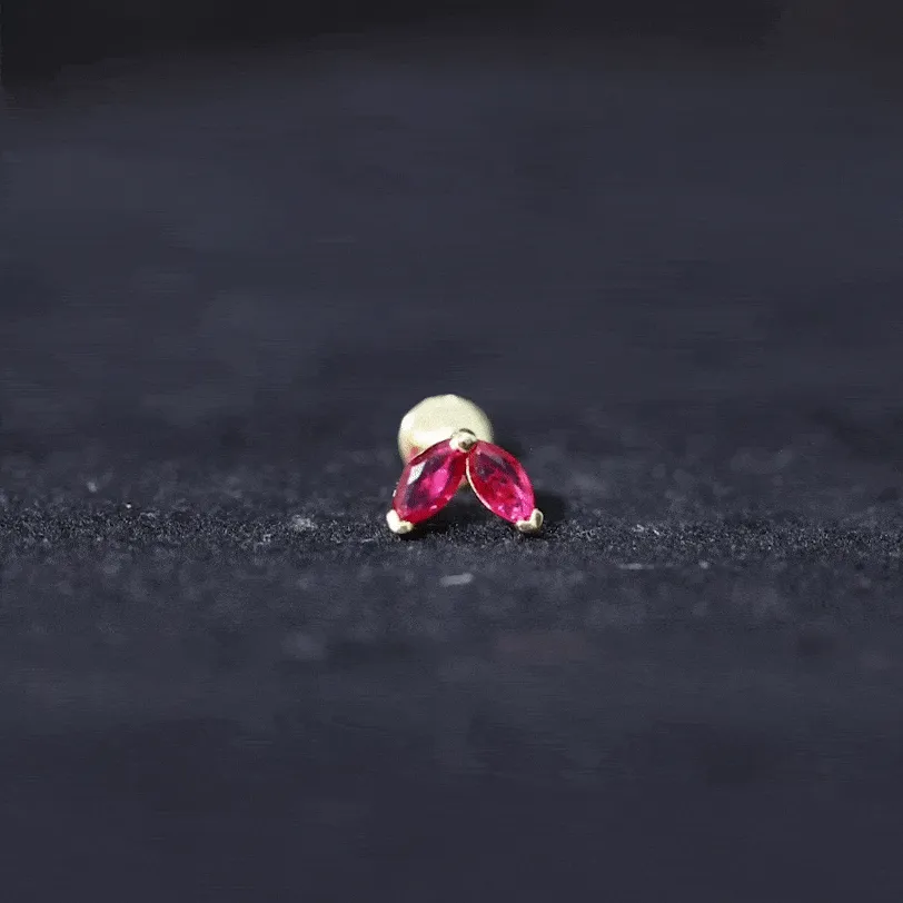 Marquise Ruby Two Stone Cartilage Earring
